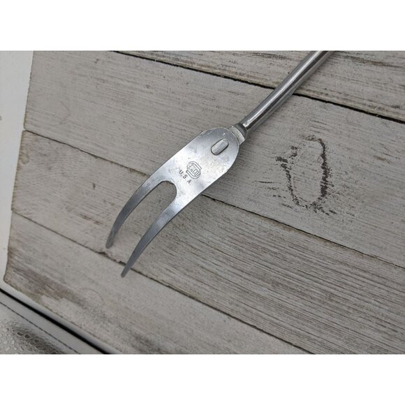 Vintage EKCO Halo Solid Meat Utility Fork Black Wood Handle 12 3/4" - Picture 6 of 7